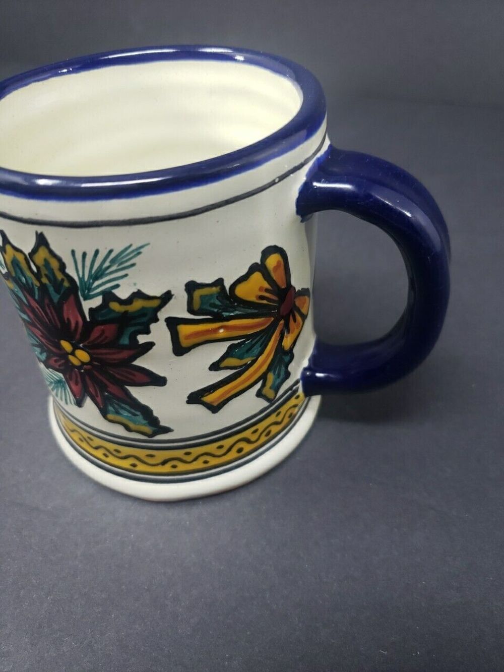 Talavera Pottery Coffee Mug Puebla Mexico Poinsettia Christmas Hand Painted - Picture 11 of 15